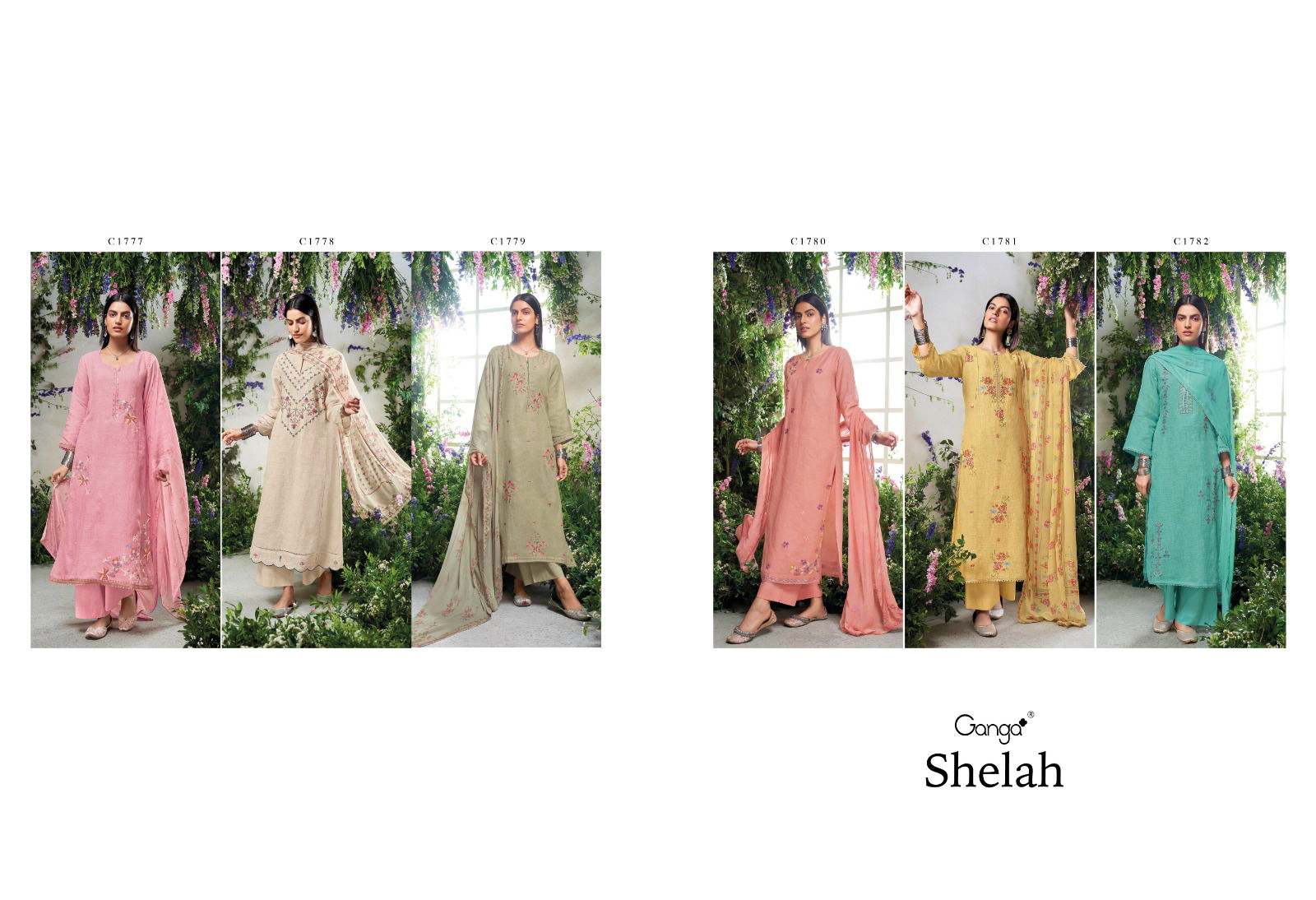 Shelah By Ganga Linen Solid Embroidery Dress Material Wholesale Market IN Surat